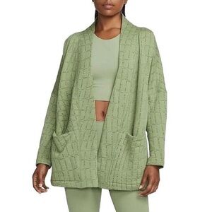 Nike Yoga Therma-FIT Textured Open Front Jacket Cardigan Green XL